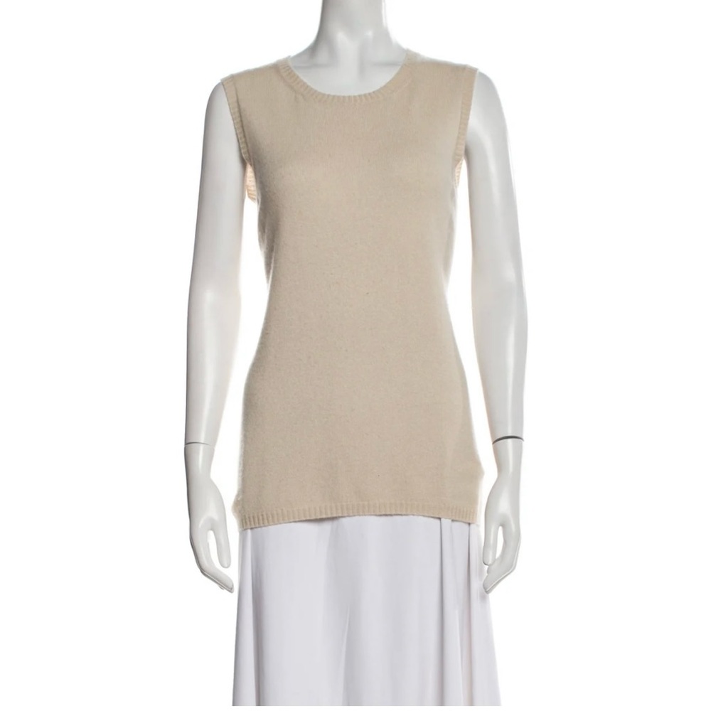 Agnona peach beige cashmere and silk sleeveless top SZ L IT 46